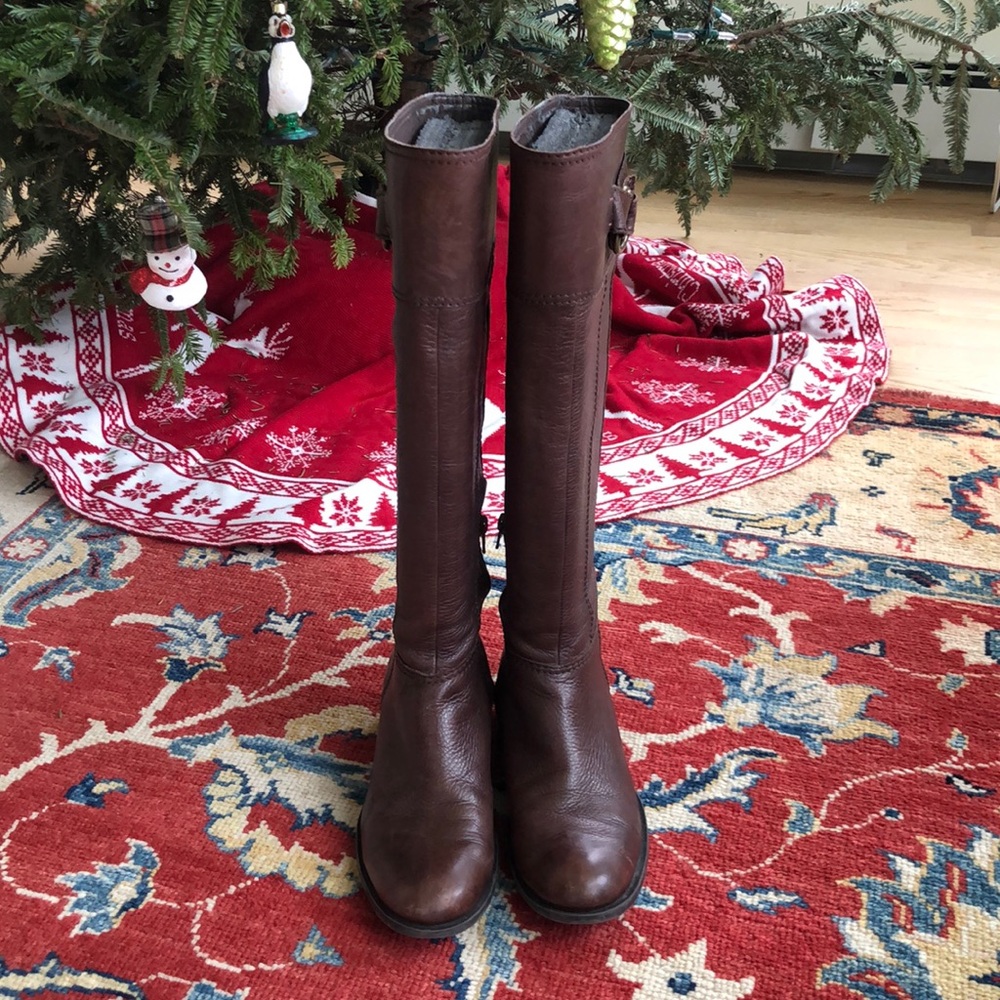 Nine West tall shaft boots. Slip on w/ mid zipper